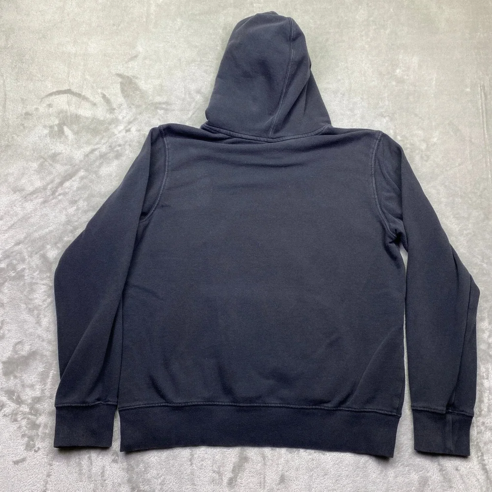 The North Face Mens Black Pullover Hoodie White Logo Fleece‎ Sweatshirt Size M